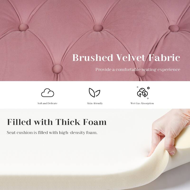 Velvet Storage Bench With Rubber Wood Legs for Bedroom