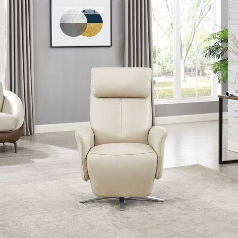 Hydeline Flair Top Grain Leather Power Recline, Manual Headrest, Swivel Wireless Recliner Chair with Built-in USB Port