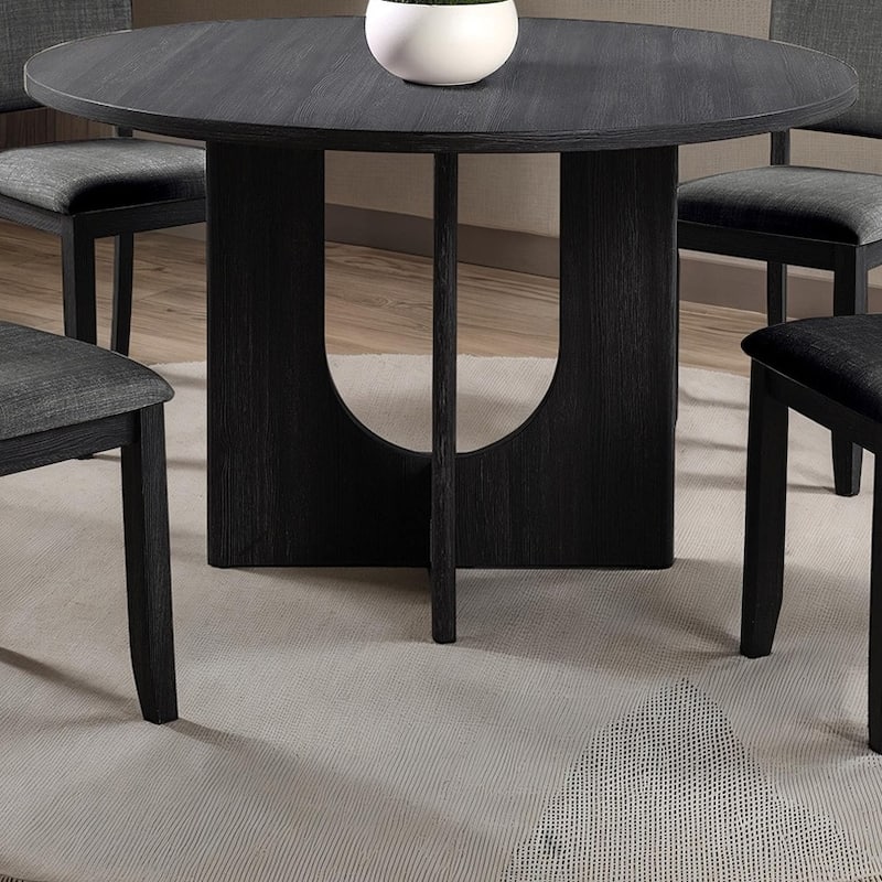 Classic Round Dining Table 1pc Dining Room Furniture Dark Gray U-shaped Pedestal Base Table - Dark Gray