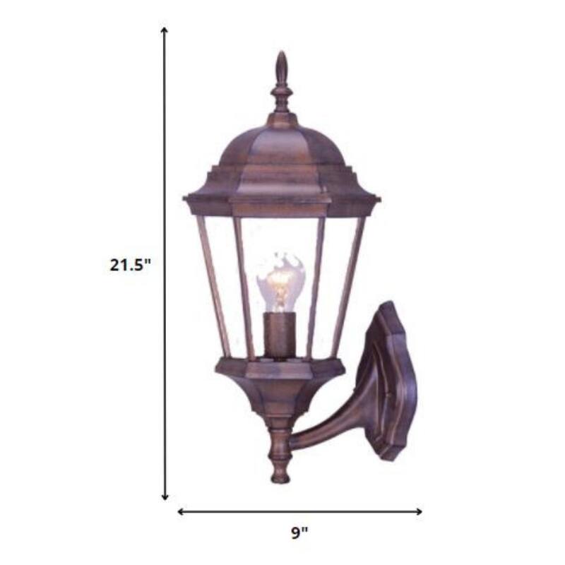 Aluminum Swing Arm Lantern Wall Light with Beveled Glass - 10” x 9” x 21.5” (D x W x H)