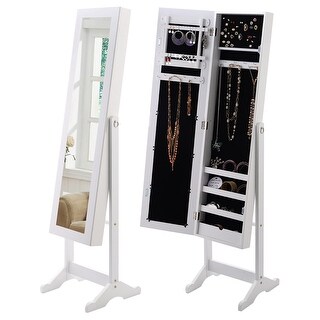 Shop New Mirrored Jewelry Cabinet Armoire Mirror Organizer Storage