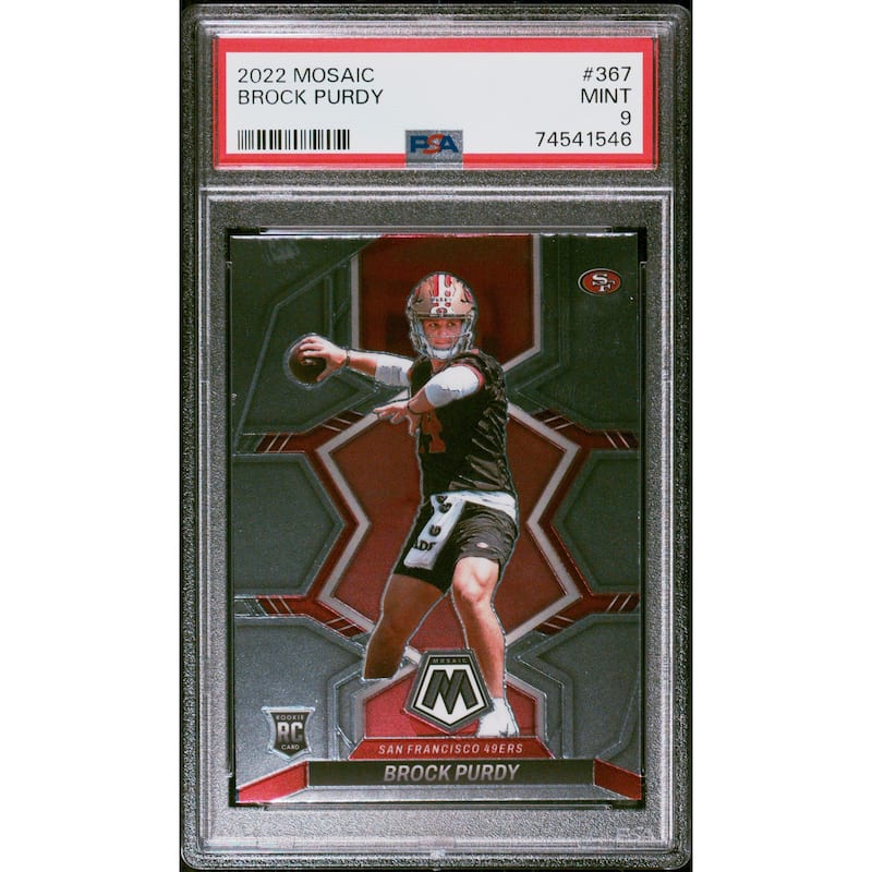 Brock Purdy 2022 Panini Mosaic Football Rookie Card #367 Graded PSA 9 - 8'6" x 11'6"