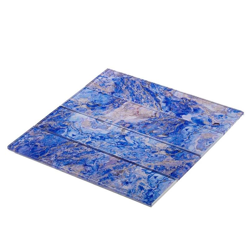 Apollo tile 3" x 12" Carnelian Glossy Cobalt Blue Glass Tile (5 sq ft/case) - 20 Pack