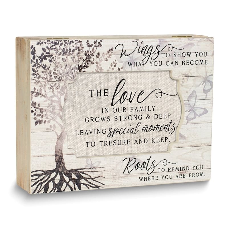 Curata Butterfly Decoupage Distressed Finish Wood Love in Our Family Music Box (Plays You Light Up My Life)