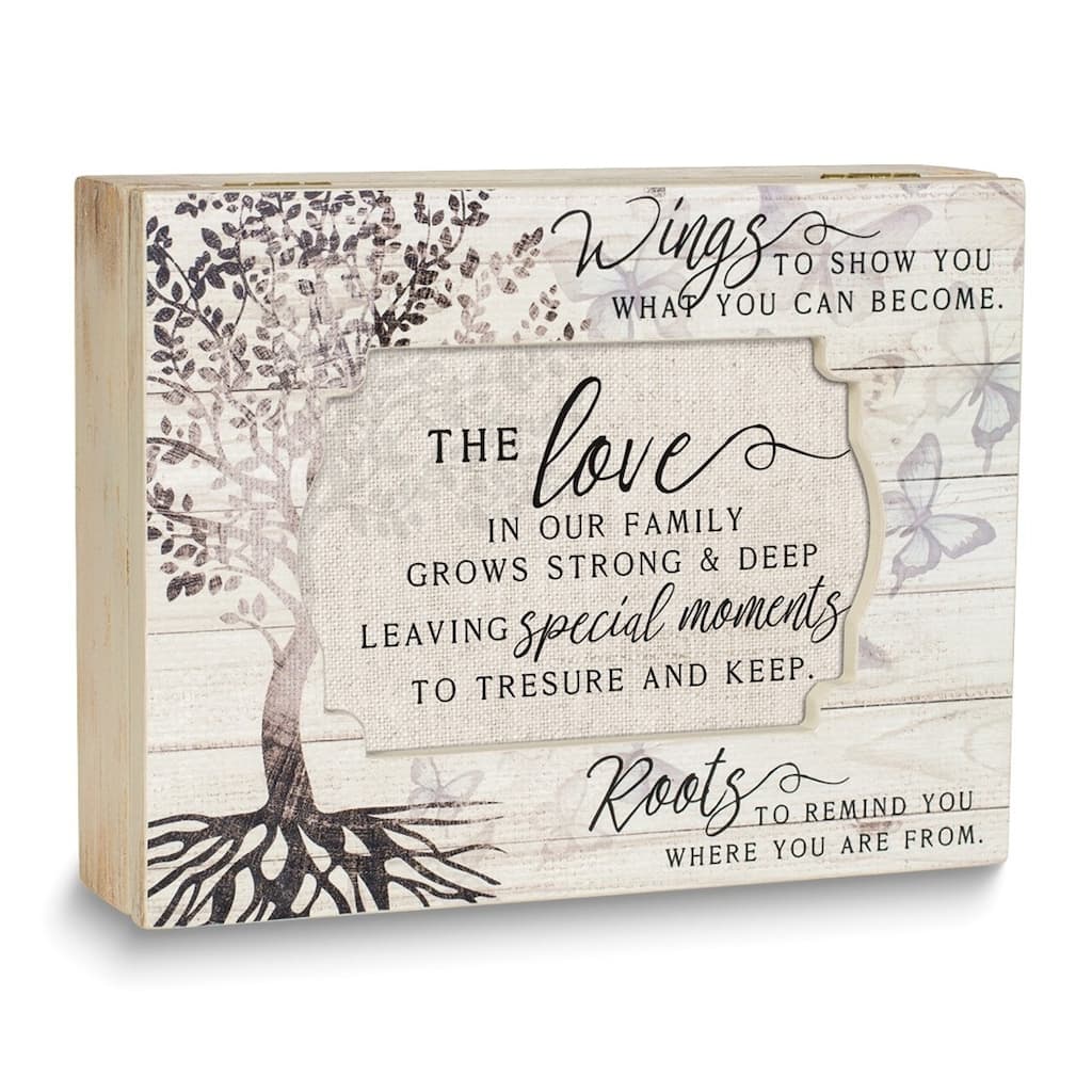 Curata Butterfly Decoupage Distressed Finish Wood Love in Our Family Music Box (Plays You Light Up My Life)