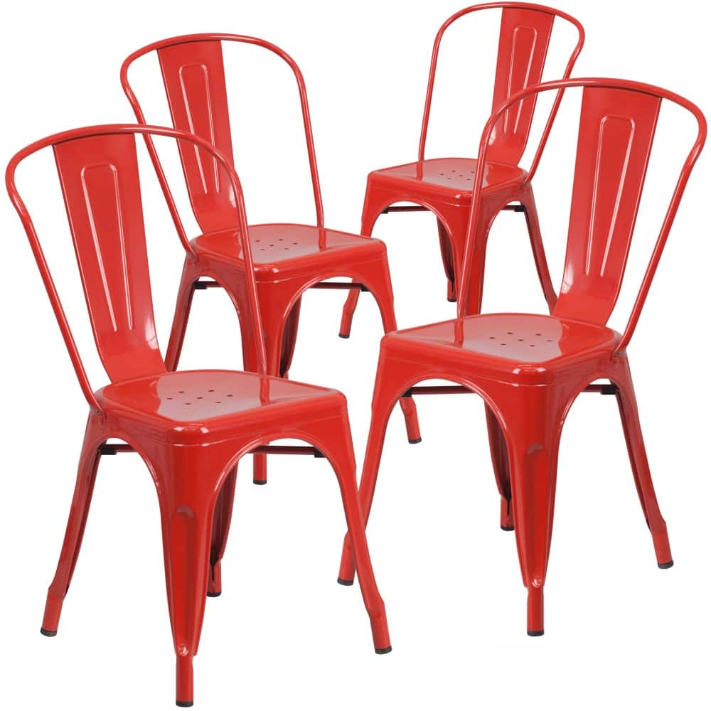 Metal Indoor/ Outdoor Stackable Bistro Chair (Set of 4)