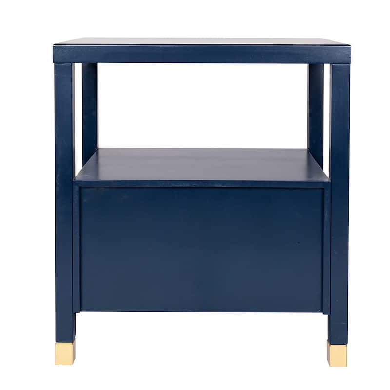 Painted Wood Storage Nightstand With Brass Accents by East at Main