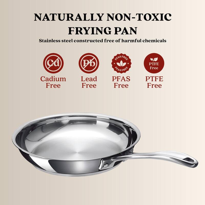 Alva Chef Stainless Steel Frying Pan, Non-Toxic Cookware