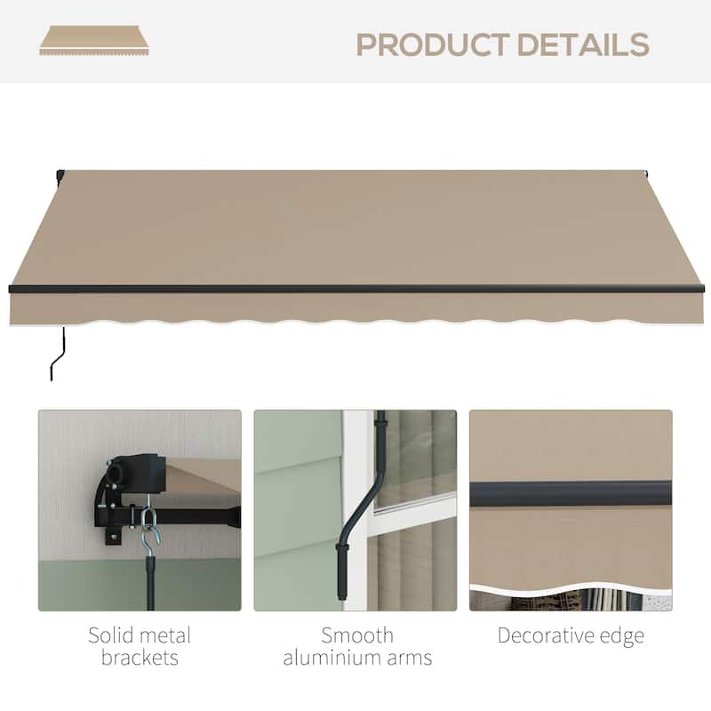Outsunny 13' x 10' Retractable Awning, Patio Awning Sunshade Shelter with Manual Crank Handle, 280gsm UV Resistant Fabric