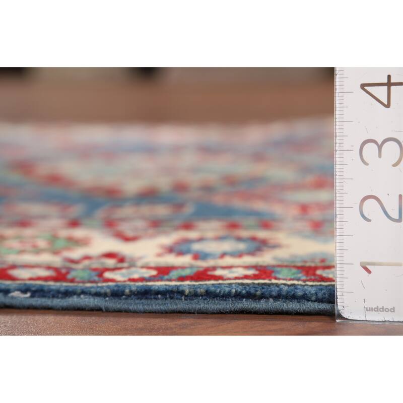 Blue Kazak Accent Rug Handmade Wool Carpet - 3'4" x 4'10"