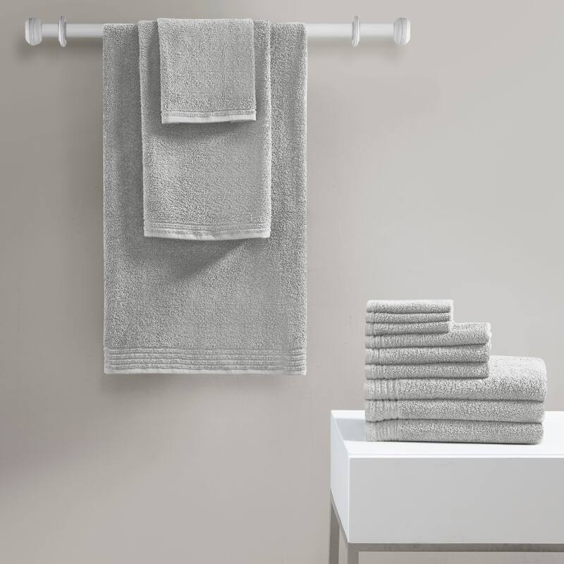 510 Design Big Bundle 100% Cotton Quick Dry 12 Piece Bath Towel Set - Silver