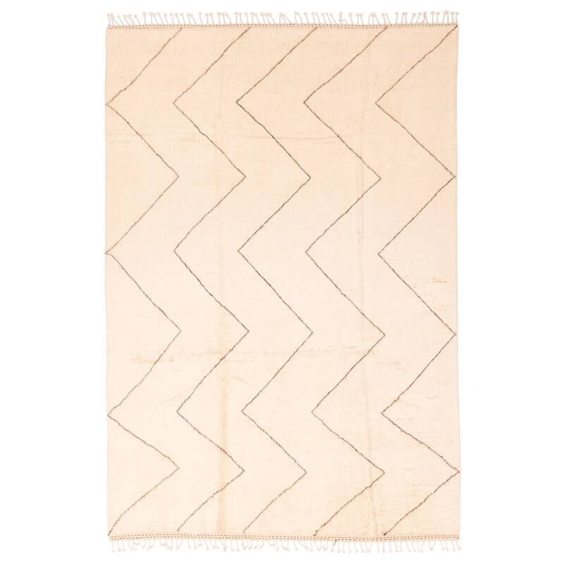 ECARPETGALLERY Hand-knotted Pak Finest Marrakesh Cream Wool Rug - 6'10 x 9'10