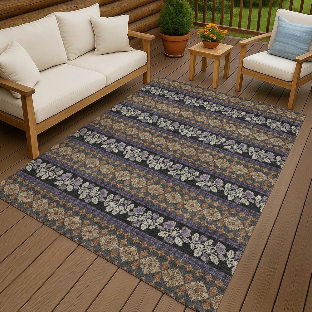 Machine Washable Indoor/ Outdoor Stripe Sochi Chantille Rug