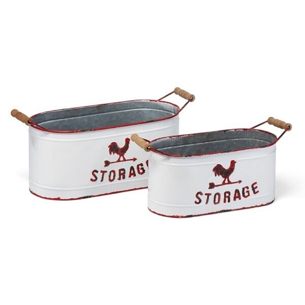 Set of 2 Barnyard Rooster Planters 16.75” - N/A