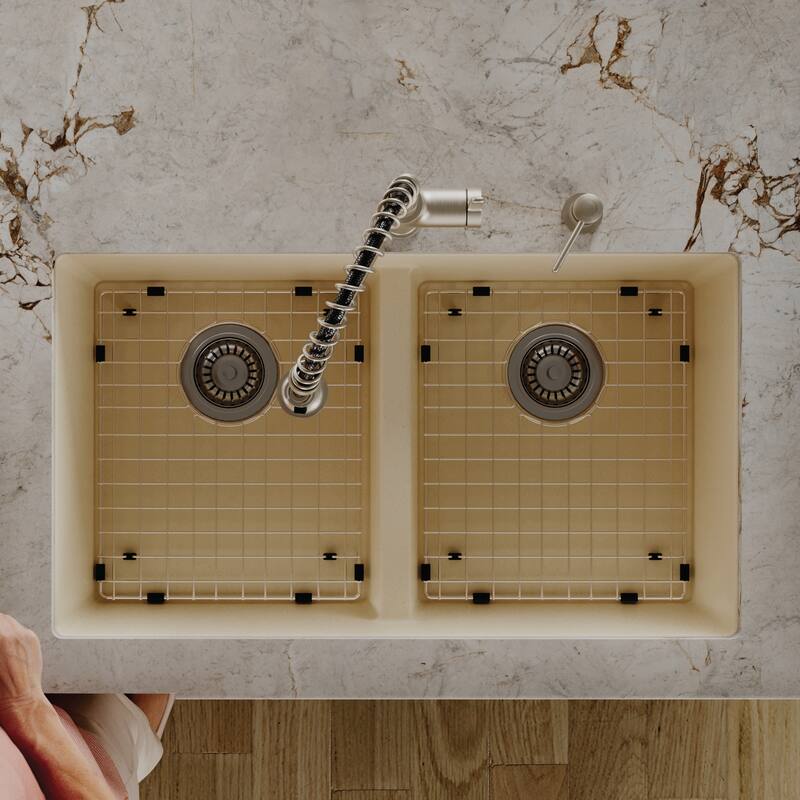 Karran 32" Undermount Double Equal Bowl Quartz Kitchen Sink Kit - 32" x 19.5" x 9"