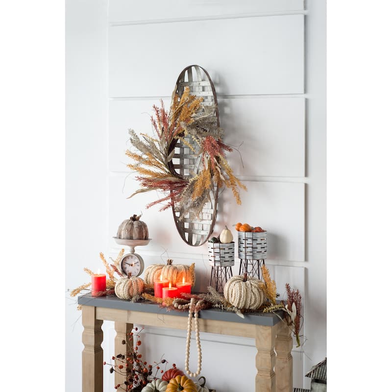 Metal Wall Art with Grid Pattern