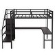 preview thumbnail 12 of 12, Luxury Full Size Loft Bed with L-shaped Desk and USB, Metal Loft Bed with Wardrobe, Adjustable Shelf & LED, Black