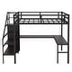 preview thumbnail 7 of 10, Multifunctional Design Metal Loft Bed with L-shaped Desk, LED, Shelves, Wardrobe and USB, Twin XL, Black