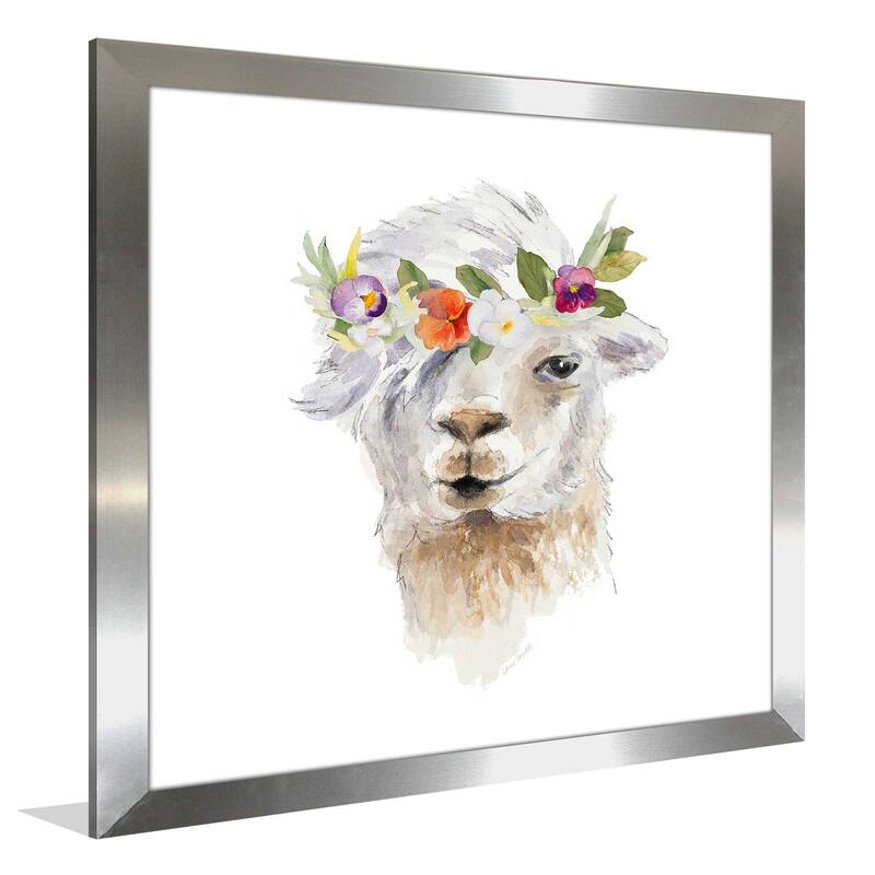 "Floral Llama IV (Square)" Print on Acrylic