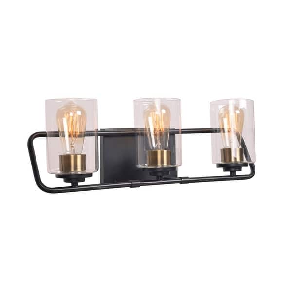 Cusack Modern 3 Light Vanity With Matte Black With Antique Brass 21 X 7 Overstock 31827181