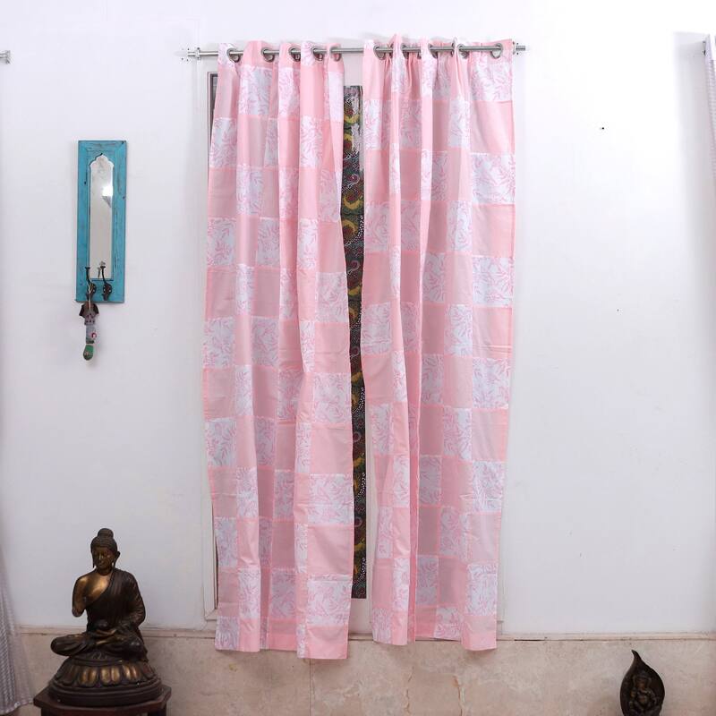 Novica Handmade Checkered Spring Cotton Curtains (Pair)