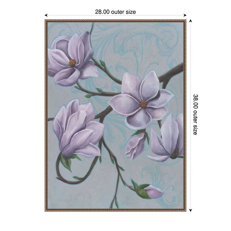 Branches of Magnolia No. 1 by Grace Popp Framed Canvas Wall Art Print - Gold