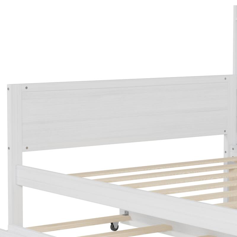 Twin Size Daybed with Storage Shelves, Trundle Bed, and Study Desk