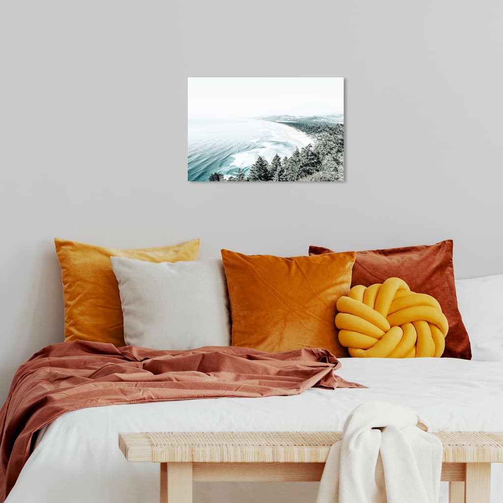 Wynwood Studio Canvas Nautical and Coastal Oregon Tree Shore Blue and Teal Nautical & Coastal Wall Art Canvas Print
