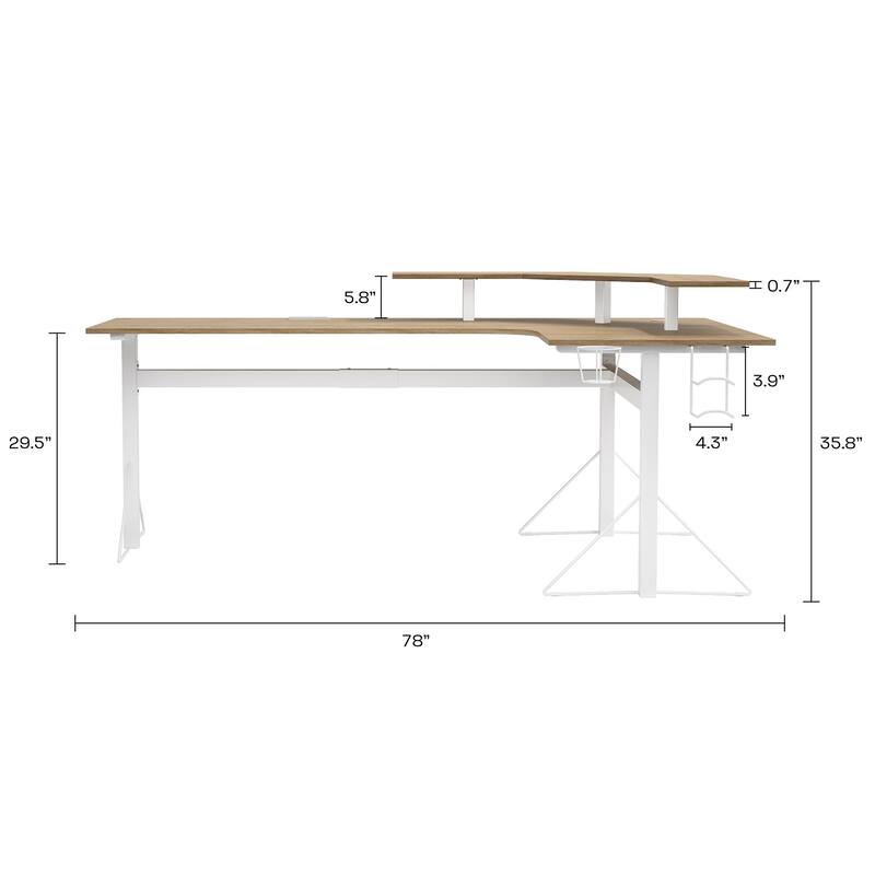 Jamesdar Core Powered L-shaped Computer Gaming Desk with Monitor Stand