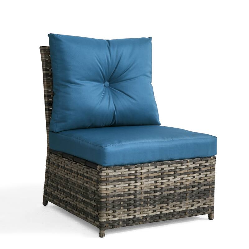 6-pieces Patio Wicker Outdoor Sectional Seating Sofa Set with Coffee Table