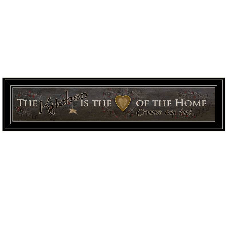 TrendyDecor4U Farmhouse "Kitchen is the Heart of the Home" Framed Print Wall Art - Earthtones