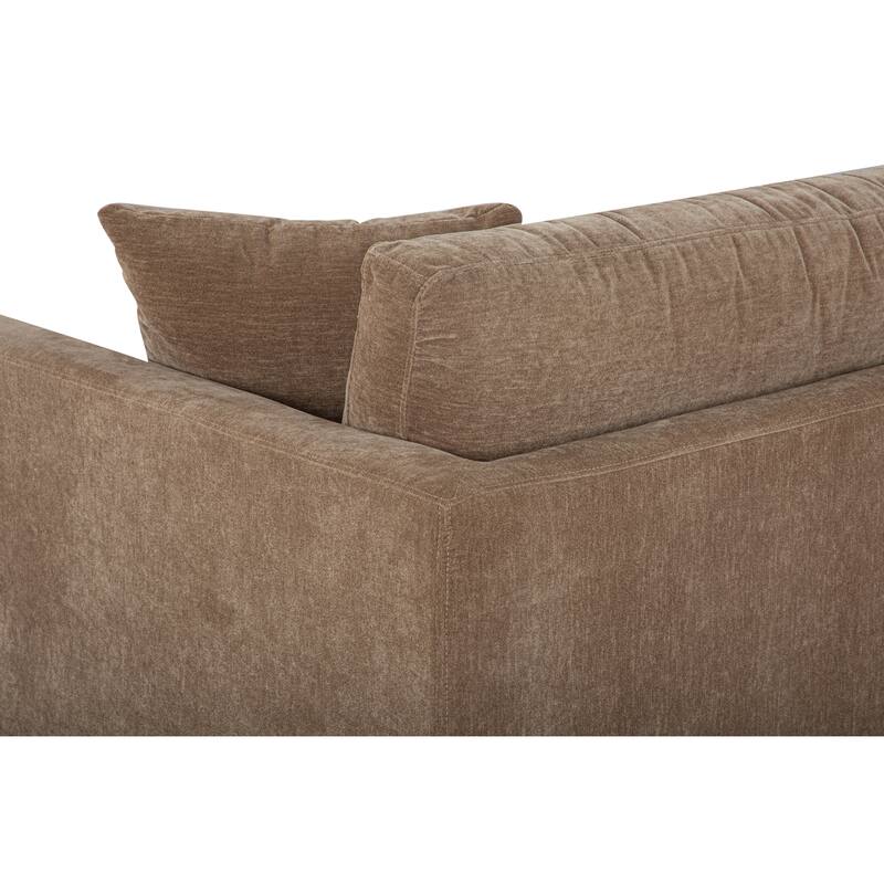 NADAAL STUDIOS Nyver Left-Facing Sectional, Deep Seat Layout with Oak Legs and Textured Polyester Upholstery, Camel