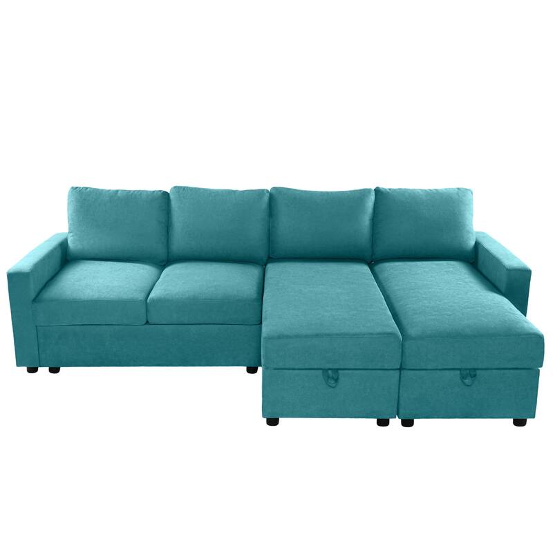 103.9" Polyester U-Shaped Sectional Sofa with 2 Storage Chaises & 4 USB Ports