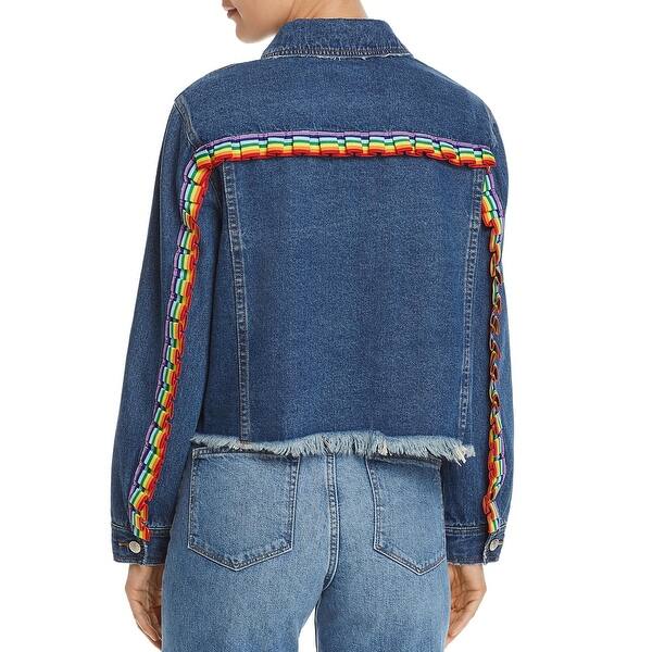 Shop Sunset Spring Rainbow Women S Pride Cropped Raw Hem Denim