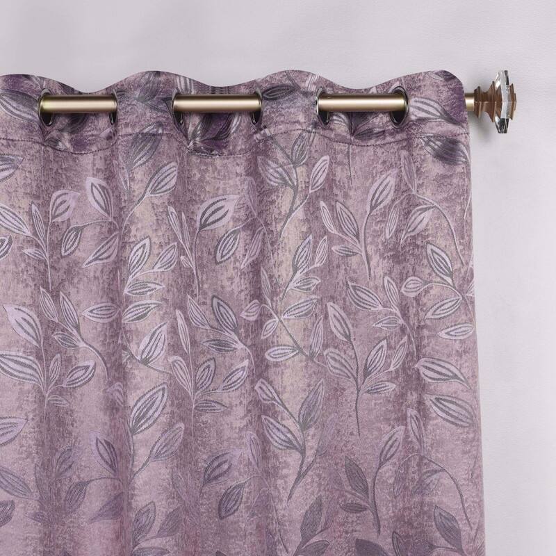 Superior Leaves Machine Washable Room Darkening Grommet With Ties Blackout Curtains, Set of 2
