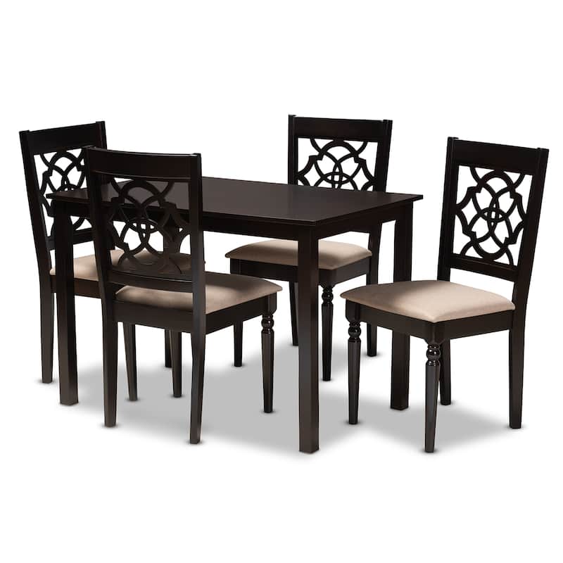 Renaud Modern Grey and Walnut Brown Wood 5-Piece Dining Set - Beige and Espresso