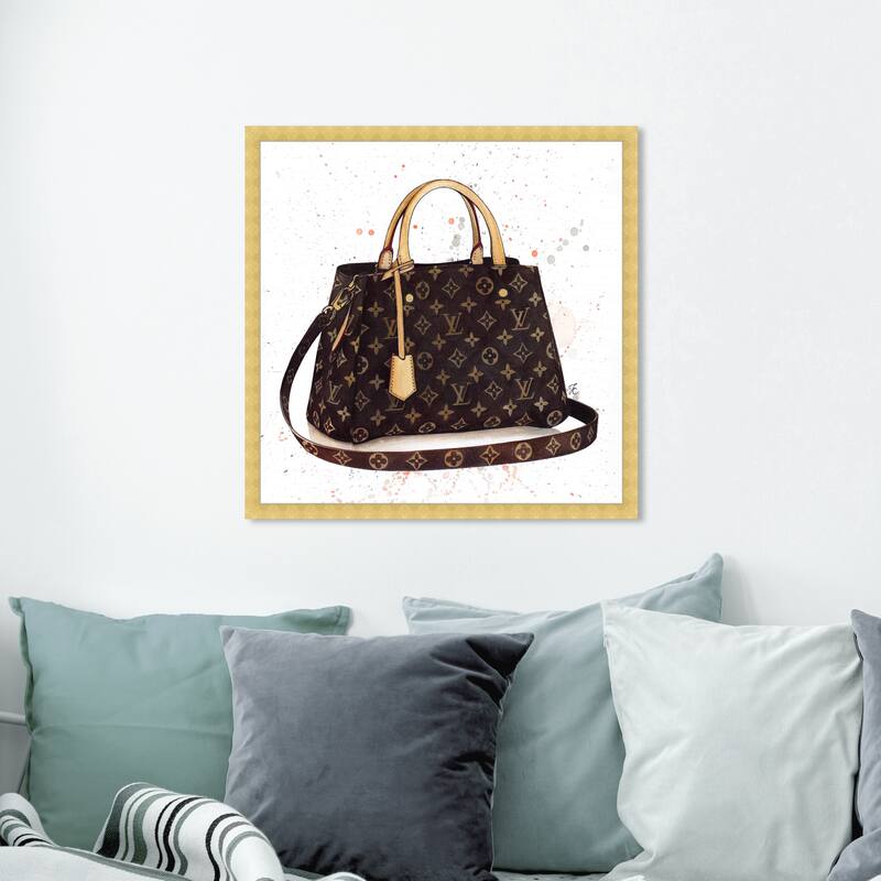 Oliver Gal 'Doll Memories -Details Bag' Fashion and Glam Framed Wall Art Prints Handbags - Brown, Brown - 24 x 24 - Gold