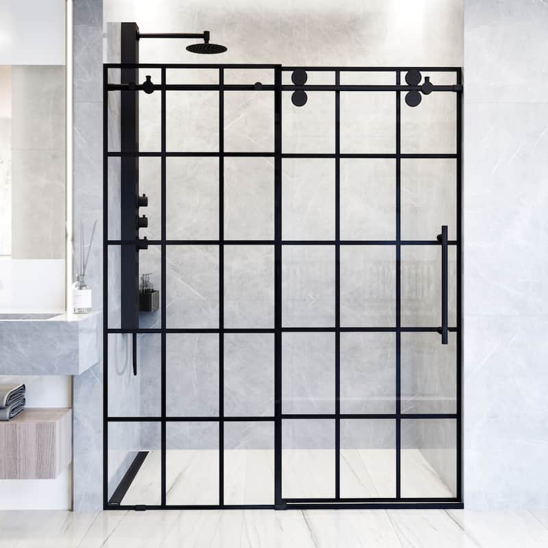Vigo VG6041GCL7274 Elan 68" to 72" W x 74" H Sliding Frameless Shower - Matte Black