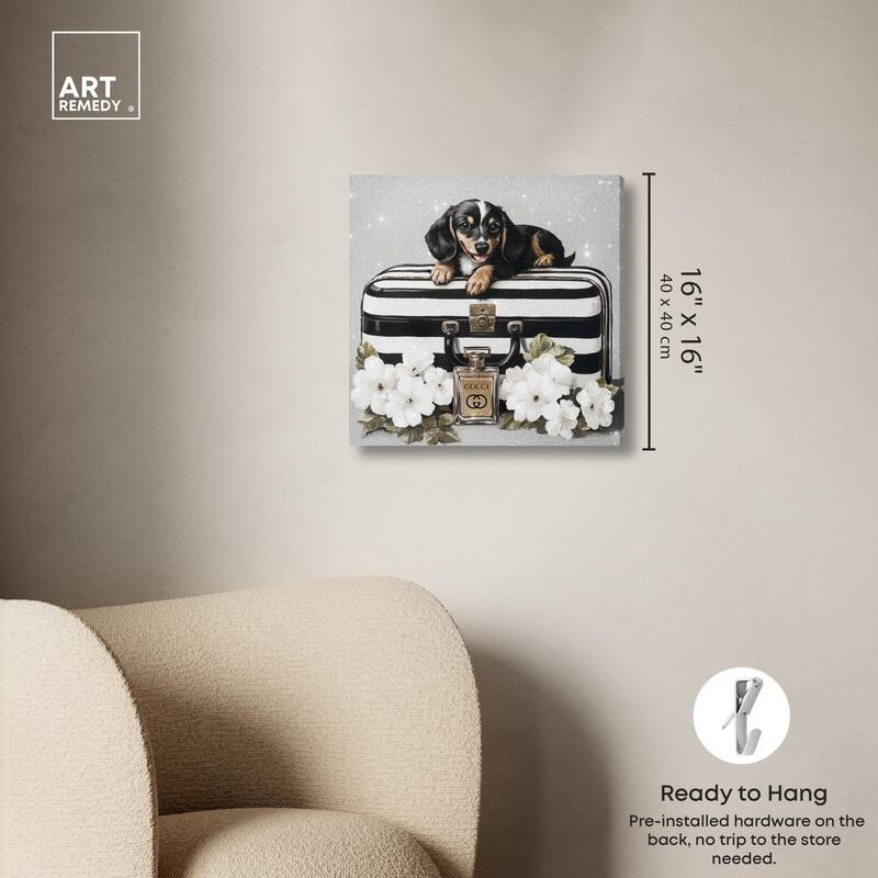Doxxie Luggage Flowers Canvas by Art Remedy, Gallery Wrapped