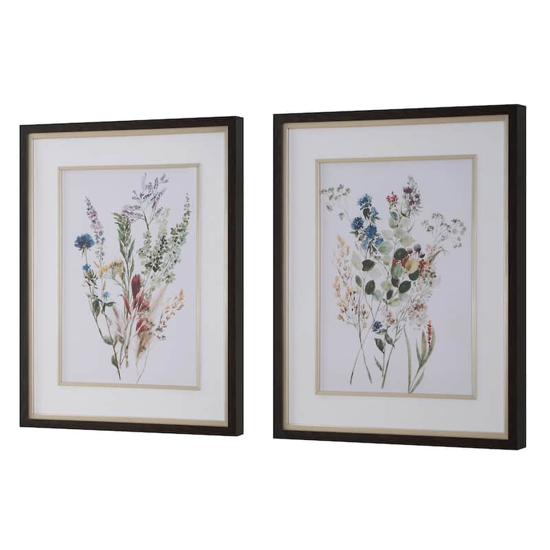 Uttermost Delicate Flowers Framed Prints, Set of 2