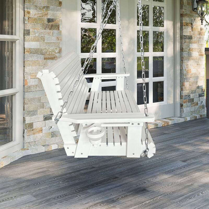 Fortune Candy HDPE Outdoor Porch Swing 2-Person with 18/8 Stainless Steel Bolts