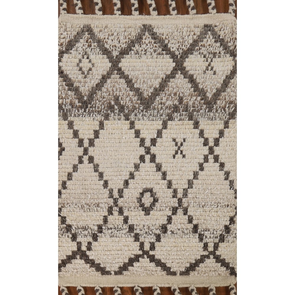 Trellis Moroccan Oriental Accent Rug Hand-Knotted Wool Carpet - 2'0"x 3'0"