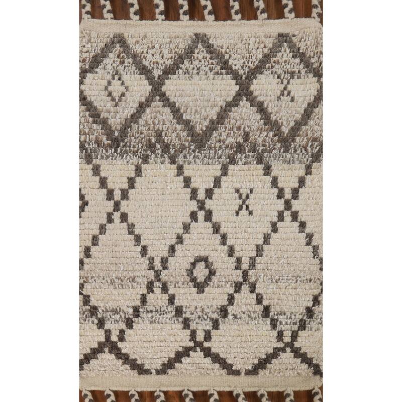 Trellis Moroccan Oriental Accent Rug Hand-Knotted Wool Carpet - 2'0"x 3'0"