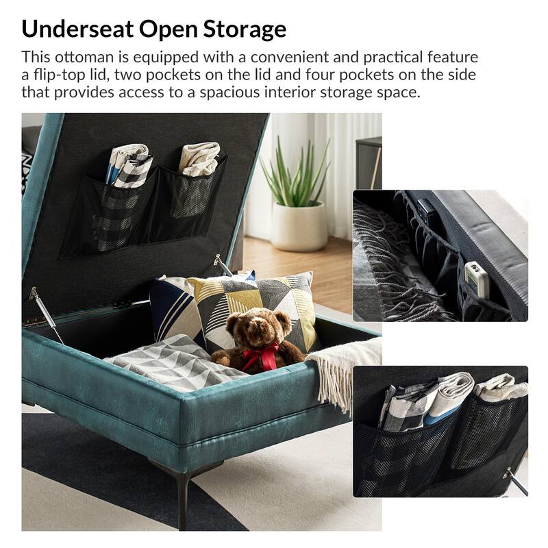 Geoffrev Transitional Lift Top Storage Button-Tufted Cocktail Ottoman by HULALA HOME