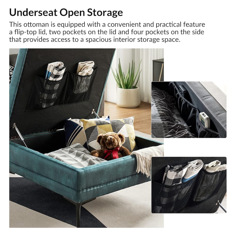 Ipiutak Modern 2 - Piece Upholstered Button-tufted Sectional with Storage Ottoman