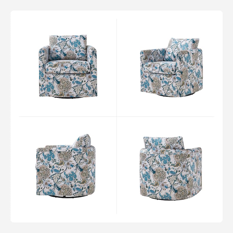 Erkenbald Modern Slipcovered Swivel Chair with Removable Cushion by HULALA HOME