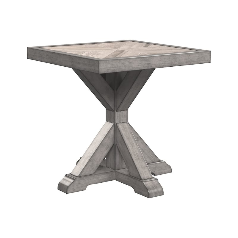 Beachcroft Outdoor Square End Table with Porcelain Top - 22.25" W x 22.25" D x 22.25" H