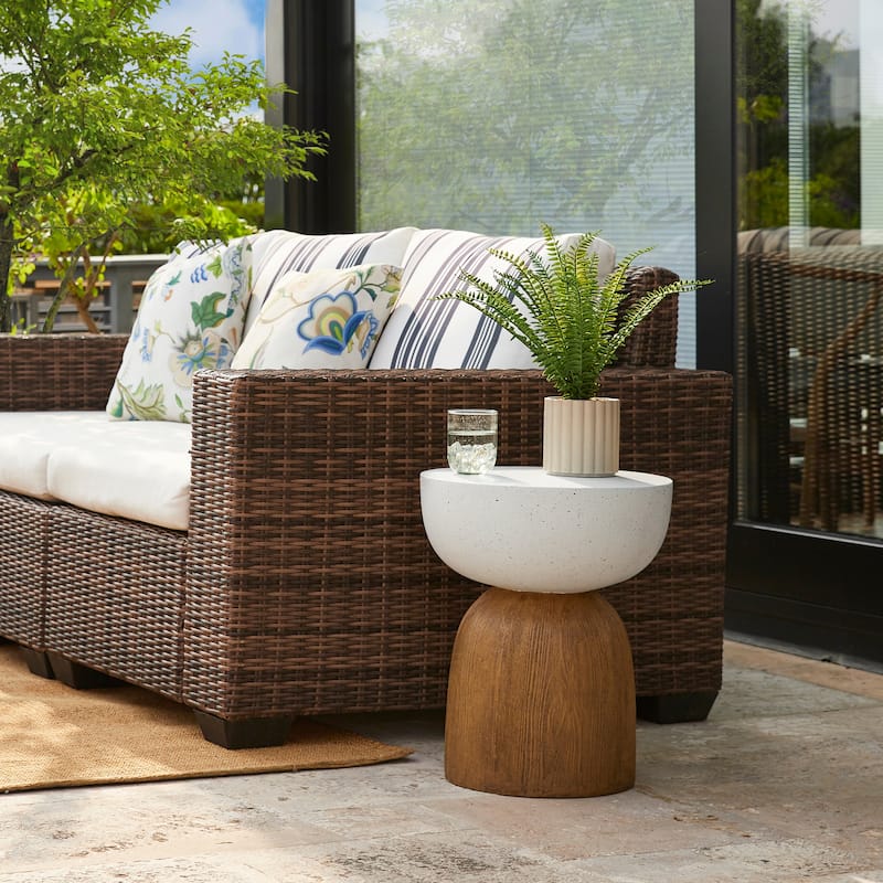 Glitzhome 17.75"H MGO Geometric Faux Terrazzo and Garden Stool