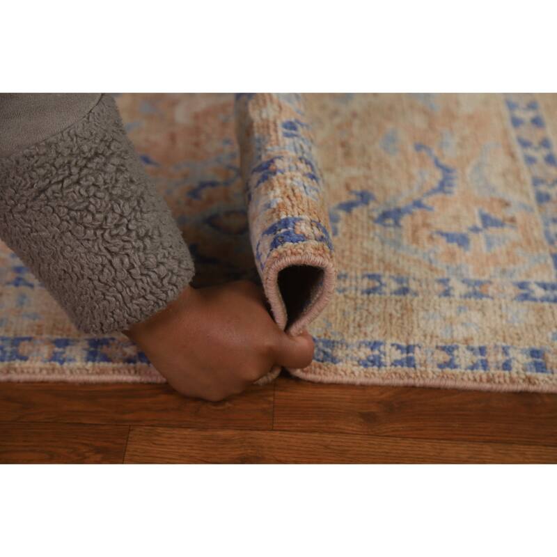 Hand Knotted Oriental 100% Wool Carpet Transitional Geometric Brown Oushak Area Rug - 3' 10'' X 2' 11''