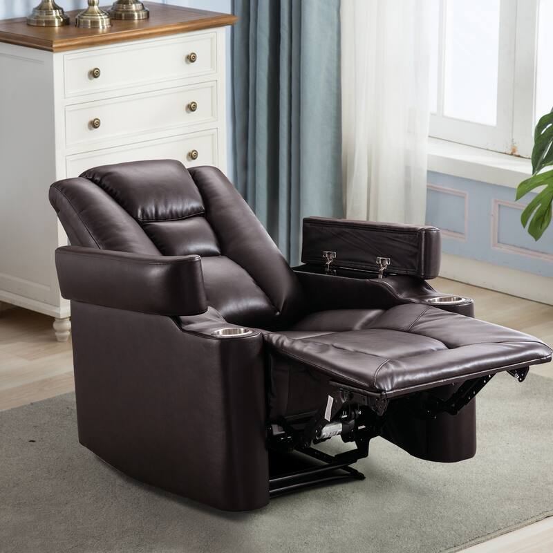 Power Leather Recliner Chair Home Theater Seating Soft